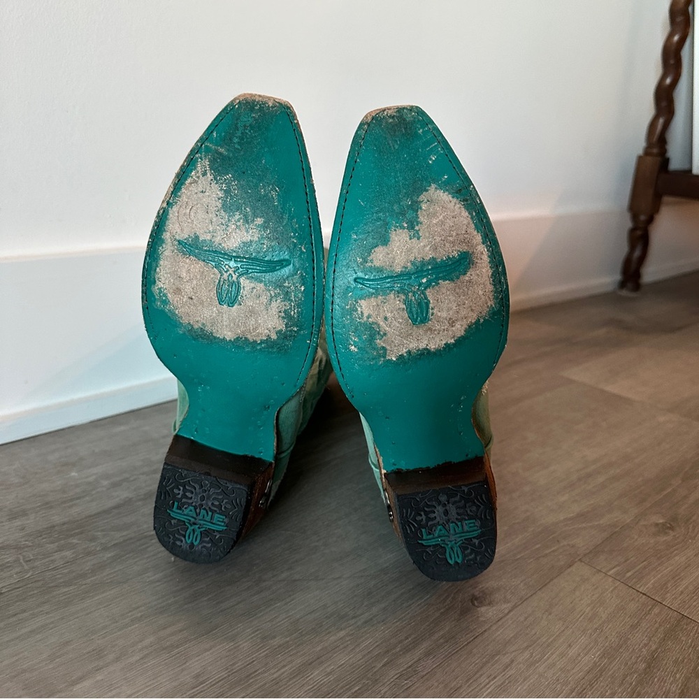 Lane Saratoga Boots with Snip Toe in Taos Turquoise Size 7 - Picture 10 of 10